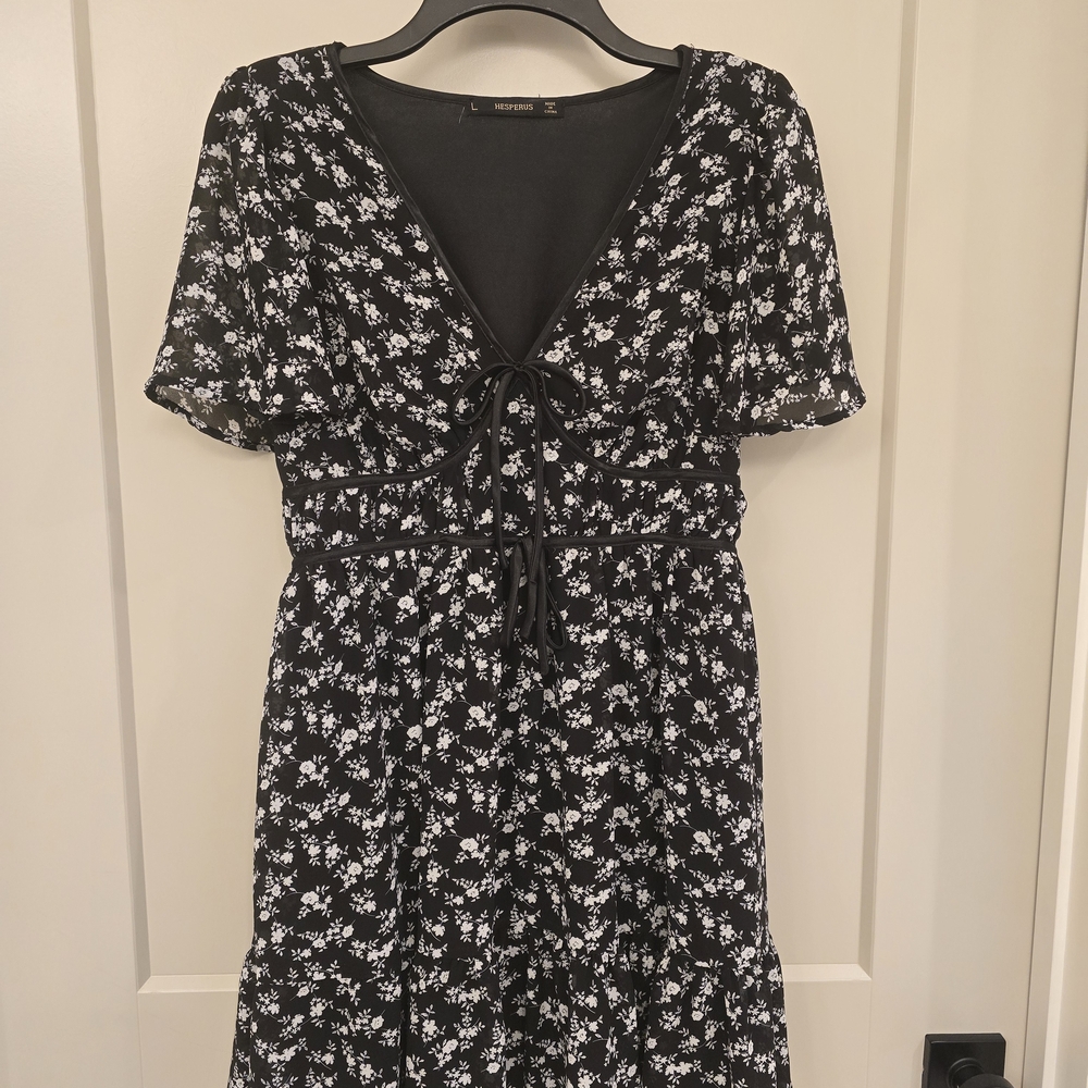 Floral Black and White Mini Dress